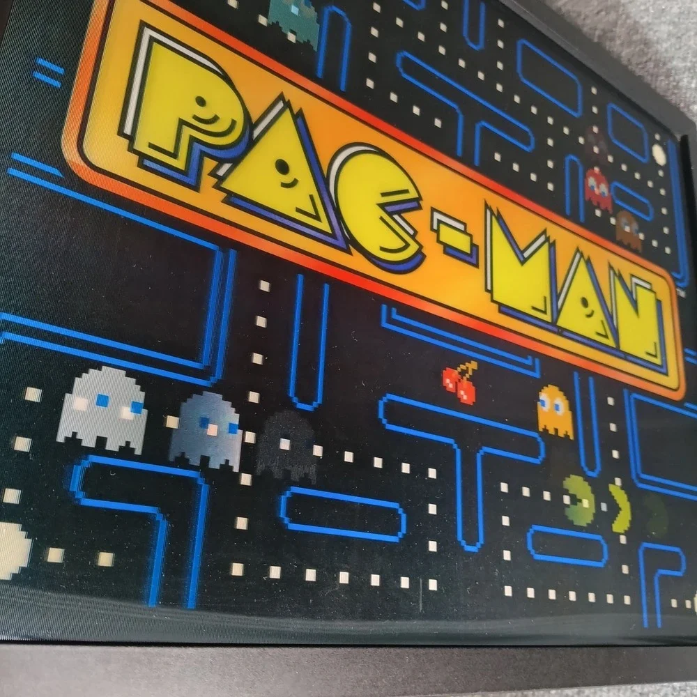 Pac Man Lenticular Framed Wall Art Retro Arcade Video Game 3D Motion 18x15